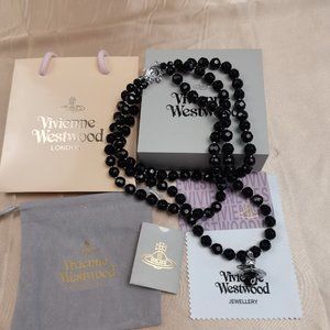 💎Vivienne Westwood Three Row Pearl Bas Relief Choker in Silver (Brand New)